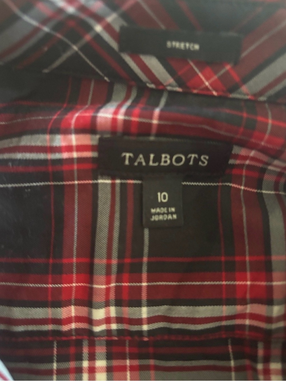 Women's Red Plaid Ruffle-Front Button-Up Shirt - Picture 2 of 5